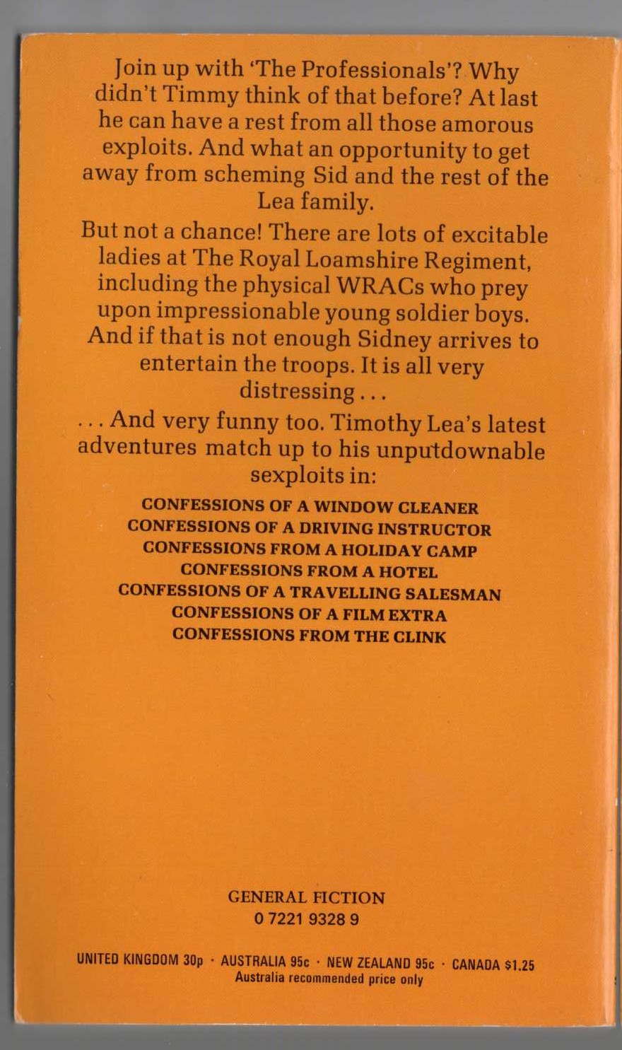 Timothy Lea  CONFESSIONS OF A PRIVATE SOLDIER magnified rear book cover image