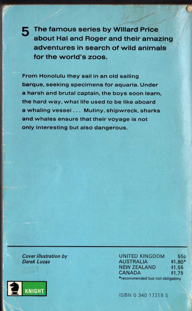 Willard Price  WHALE ADVENTURE magnified rear book cover image