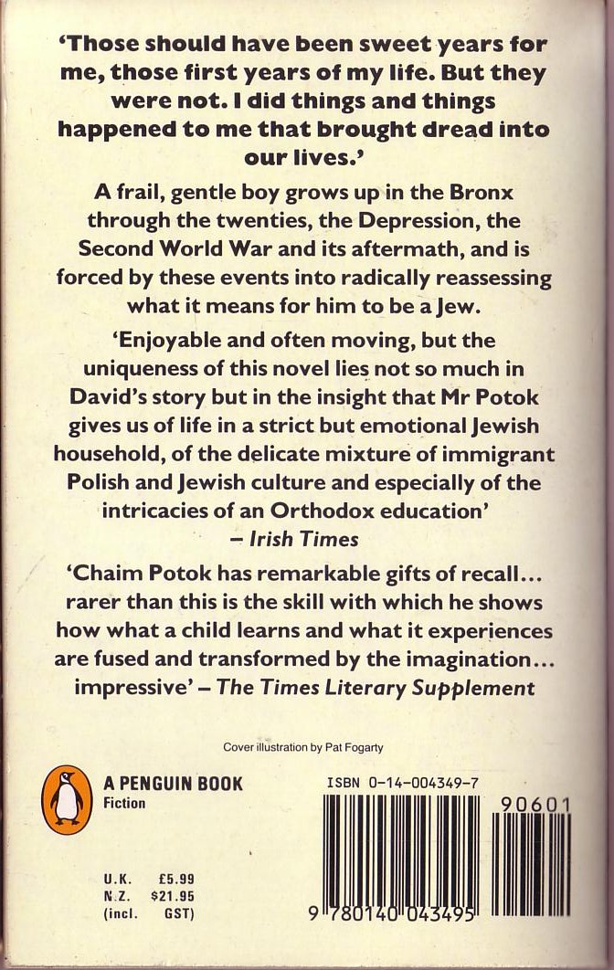 Chaim Potok  IN THE BEGINNING magnified rear book cover image