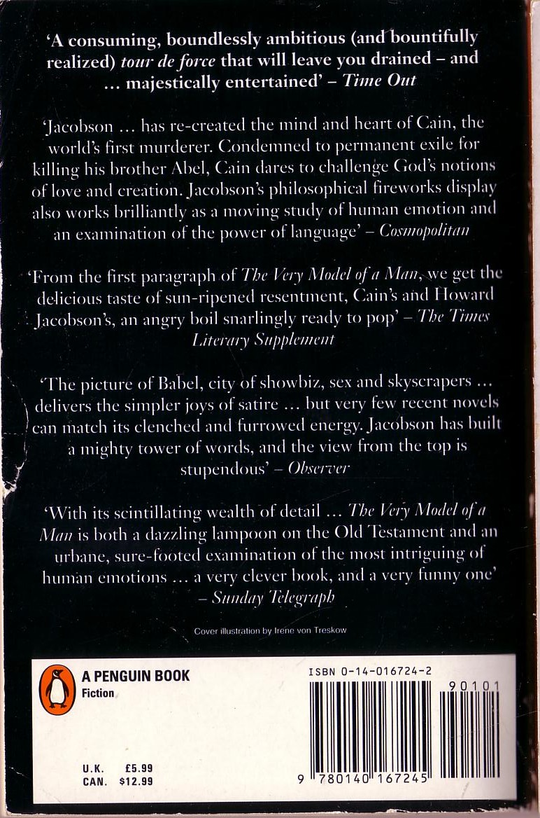 Howard Jacobson  THE VERY MODEL OF A MAN magnified rear book cover image
