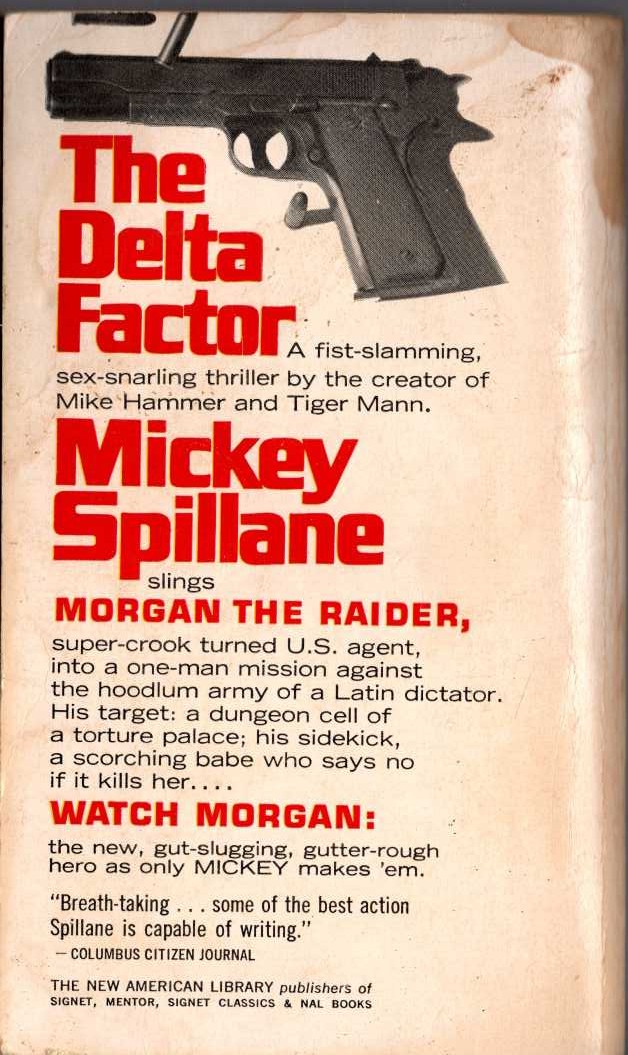 Mickey Spillane  THE DELTA FACTOR magnified rear book cover image