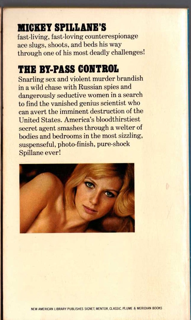 Mickey Spillane  THE BY-PASS CONTROL magnified rear book cover image