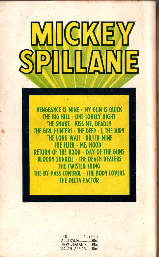 Mickey Spillane  KILLER MINE magnified rear book cover image