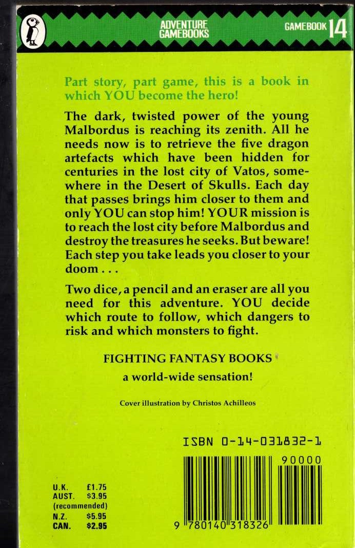 Ian Livingstone  14: TEMPLE OF TERROR magnified rear book cover image