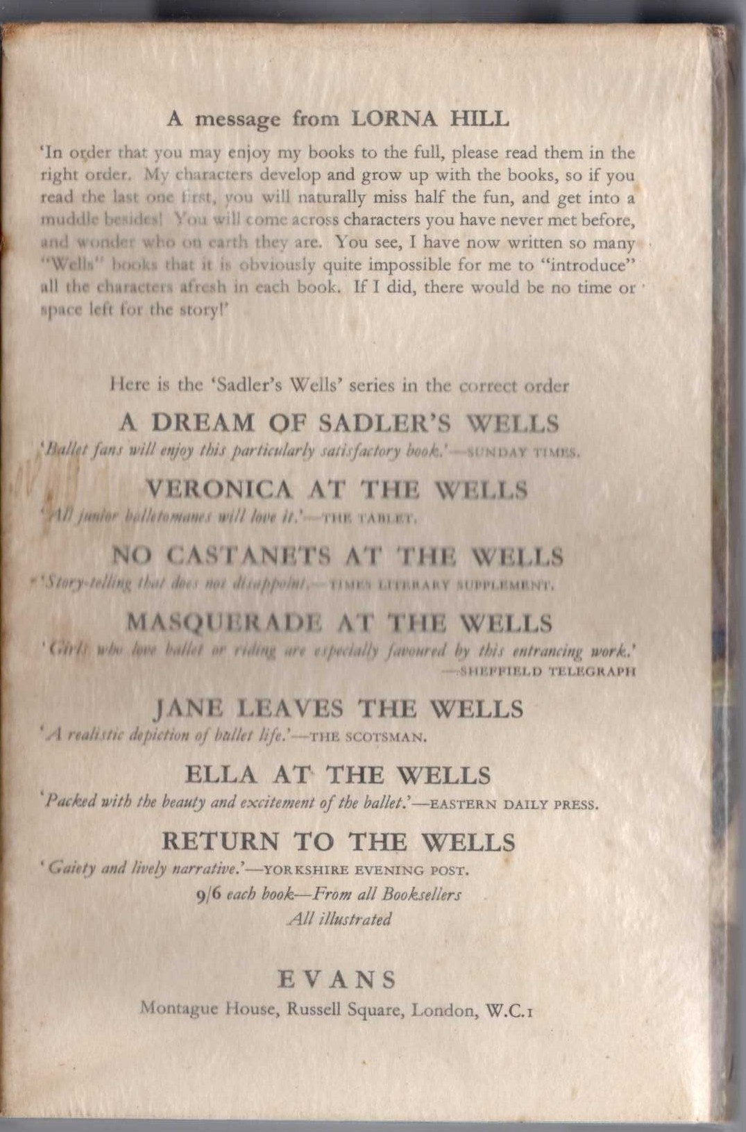 VERONICA AT THE WELLS magnified rear book cover image