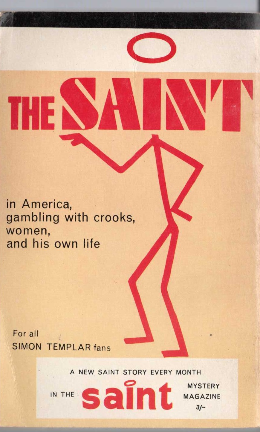 Leslie Charteris  THANKS TO THE SAINT magnified rear book cover image