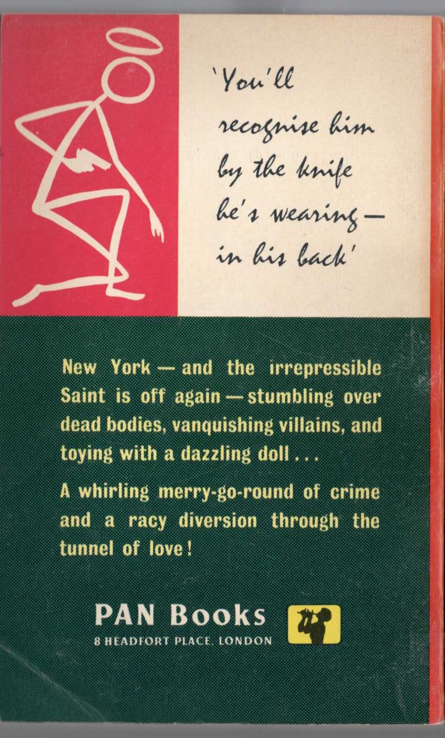 Leslie Charteris  THE SAINT SEES IT THROUGH magnified rear book cover image