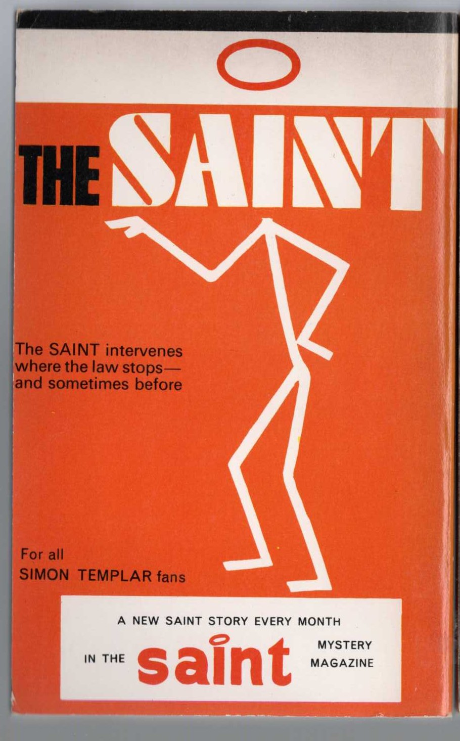 Leslie Charteris  THE SAINT INTERVENES magnified rear book cover image