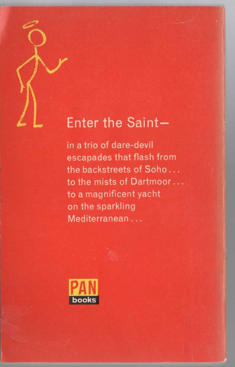 Leslie Charteris  ENTER THE SAINT magnified rear book cover image