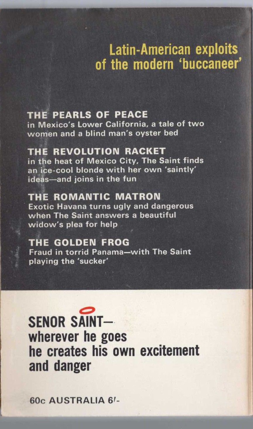 Leslie Charteris  SENOR SAINT magnified rear book cover image