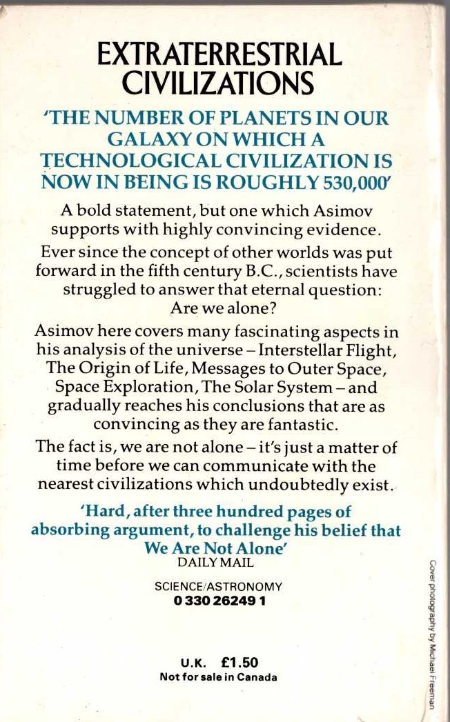 Isaac Asimov (Non-fiction) EXTRATERRESTRIAL CIVILIZATIONS (Non-Fiction) magnified rear book cover image