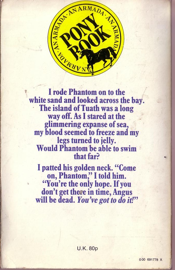 Christine Pullein-Thompson  PHANTOM HORSE GOES TO SCOTLAND magnified rear book cover image