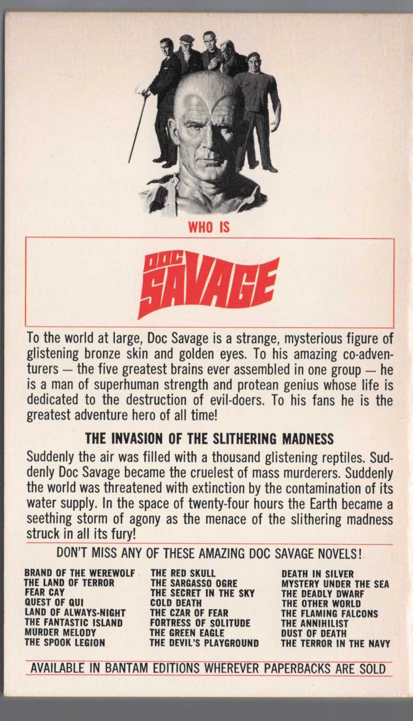 Kenneth Robeson  DOC SAVAGE: MAD EYES magnified rear book cover image