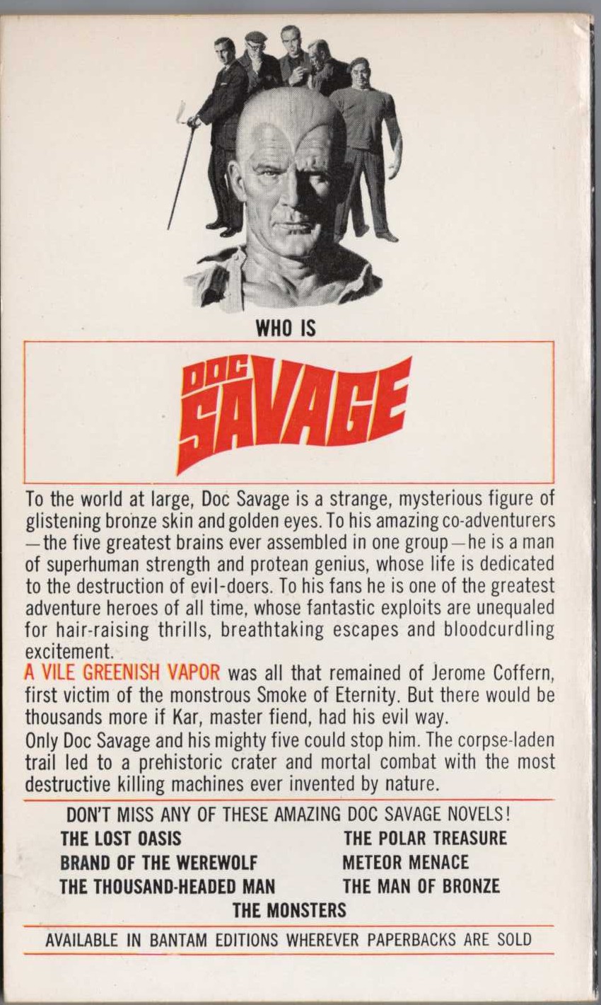 Kenneth Robeson  DOC SAVAGE: THE LAND OF TERROR magnified rear book cover image