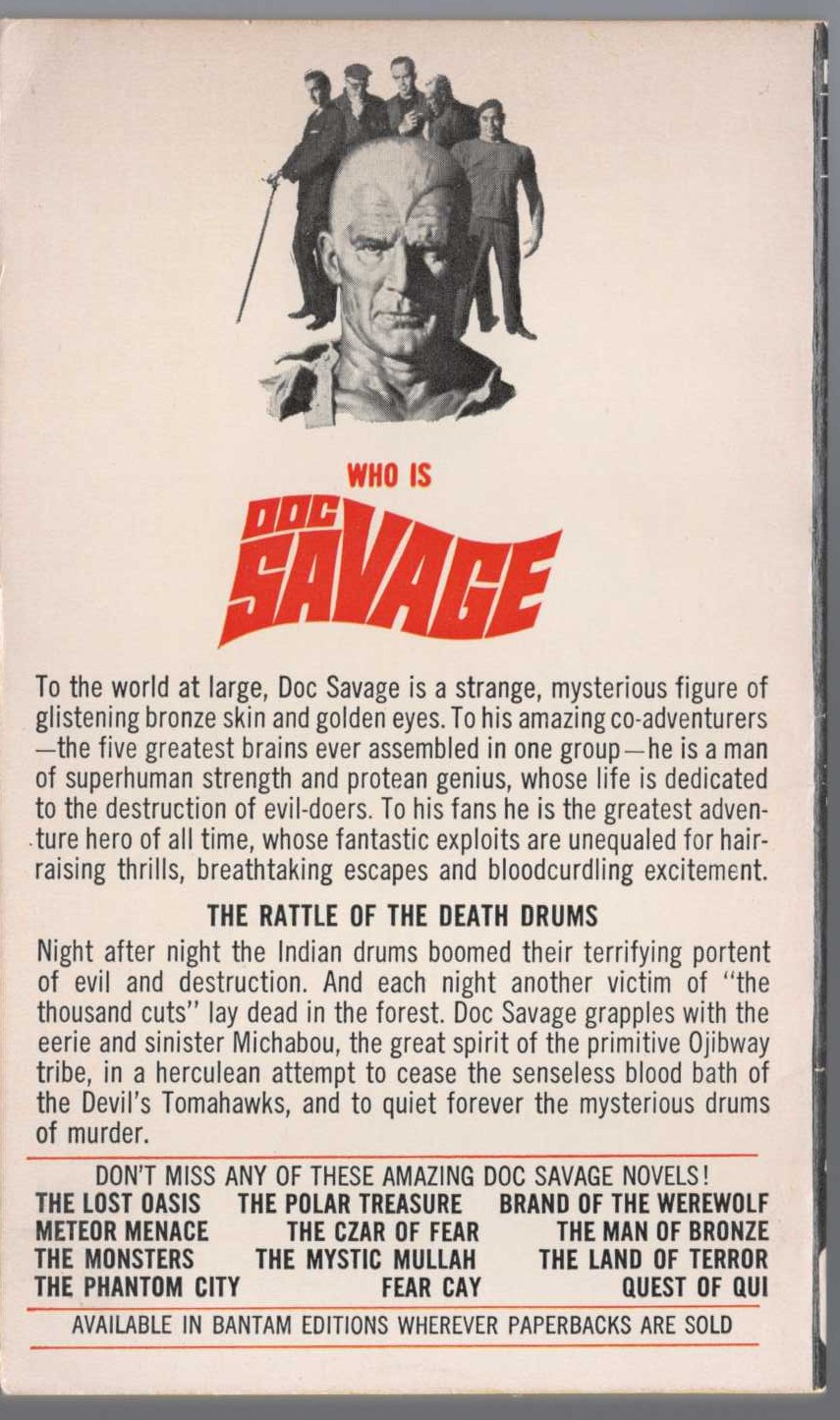 Kenneth Robeson  DOC SAVAGE: THE DEVIL'S PLAYGROUND magnified rear book cover image