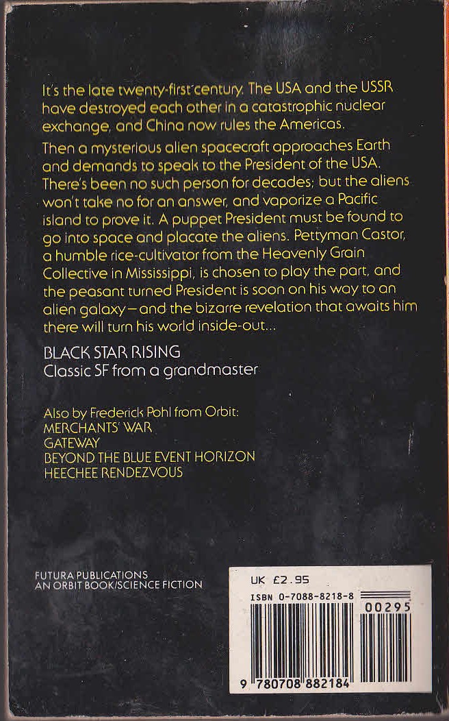 Frederik Pohl  BLACK STAR RISING magnified rear book cover image