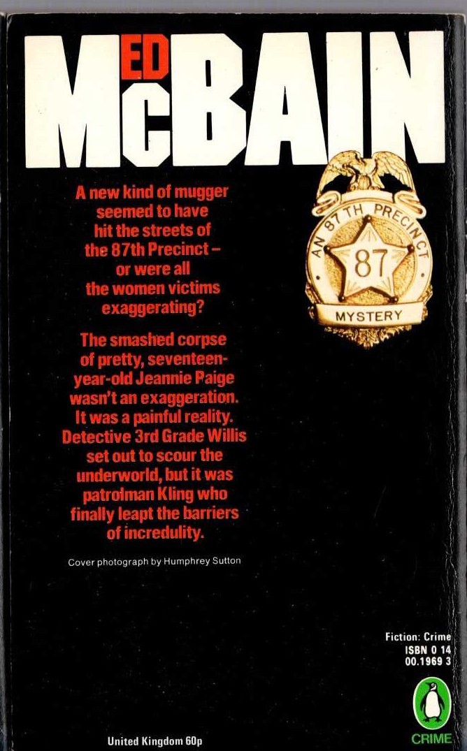 Ed McBain  THE MUGGER magnified rear book cover image