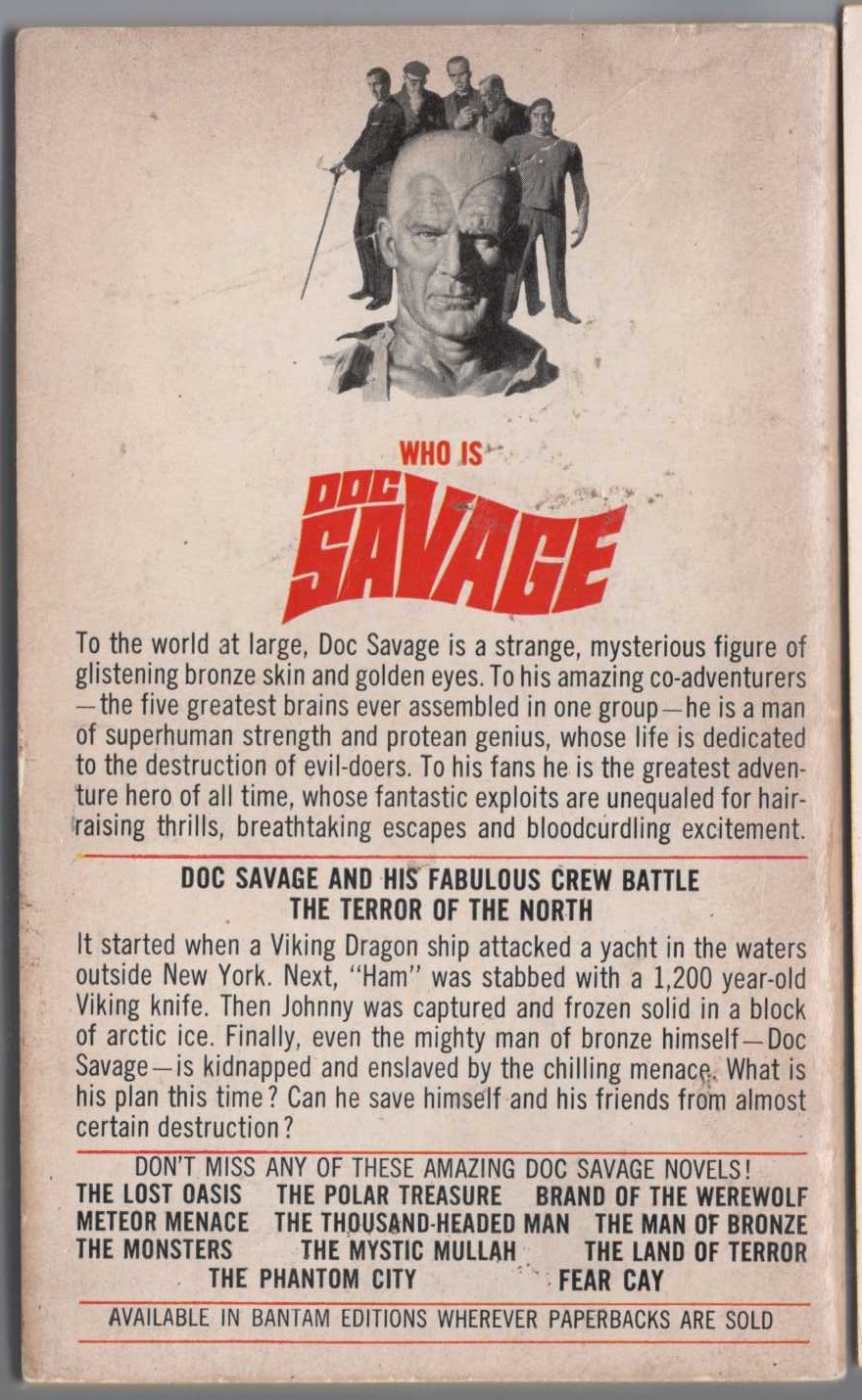 Kenneth Robeson  DOC SAVAGE: QUEST OF QUI magnified rear book cover image