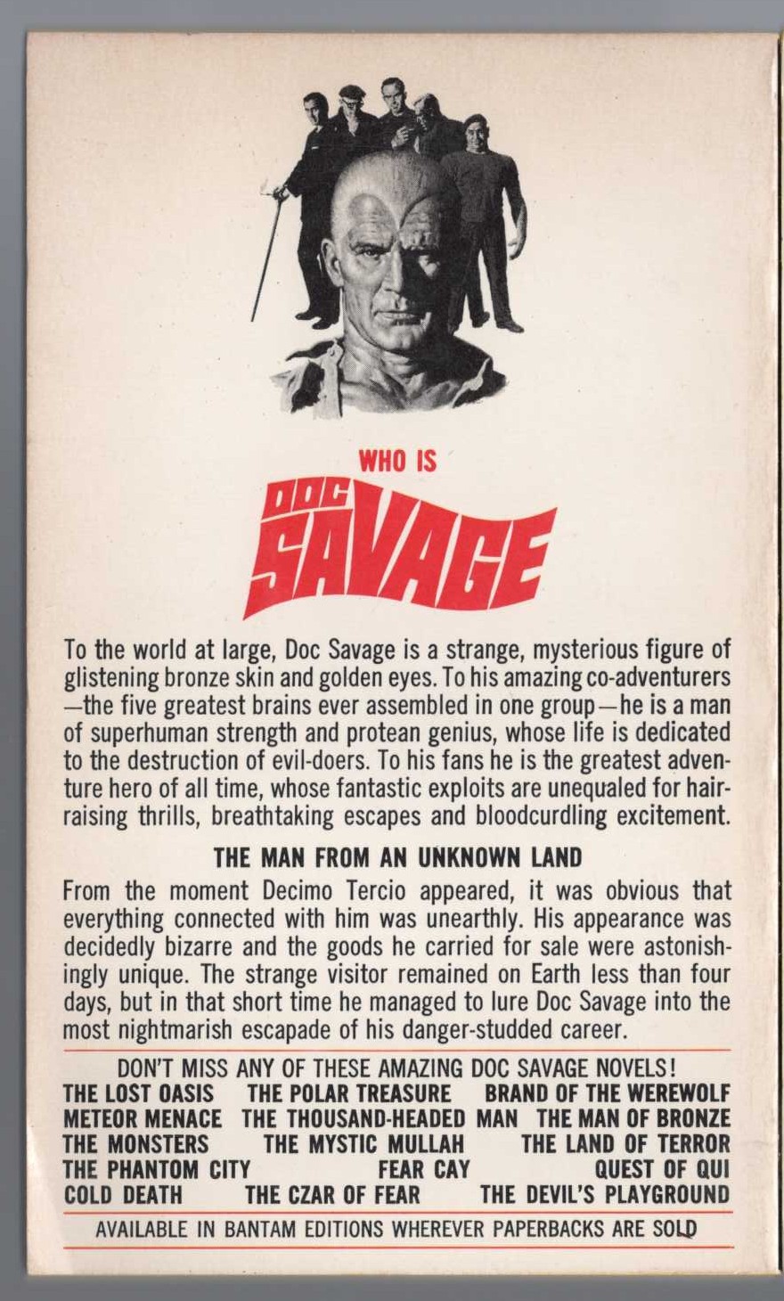 Kenneth Robeson  DOC SAVAGE: THE OTHER WORLD magnified rear book cover image