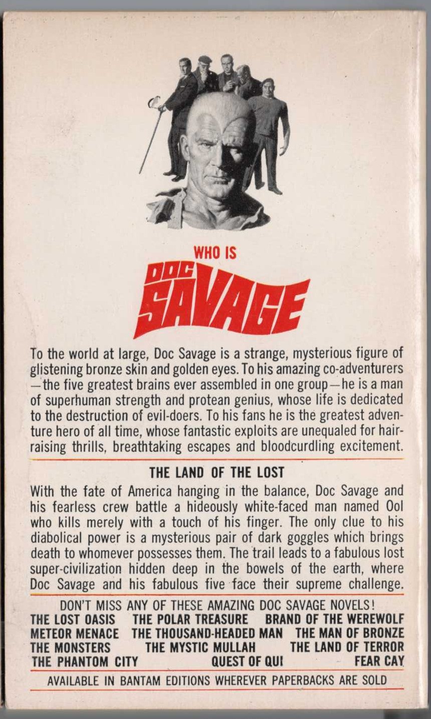 Kenneth Robeson  DOC SAVAGE: LAND OF ALWAYS-NIGHT magnified rear book cover image