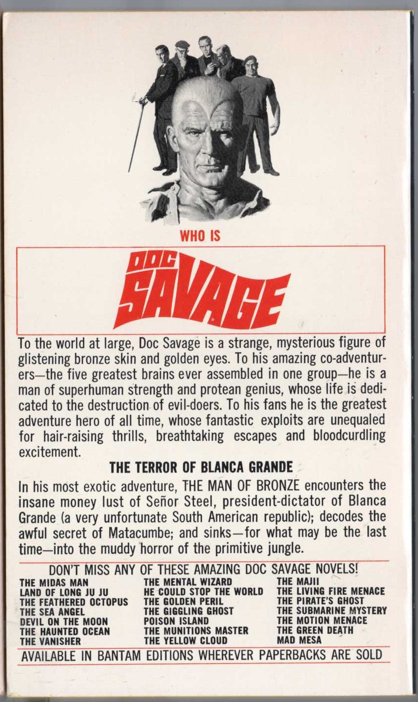 Kenneth Robeson  DOC SAVAGE: THE FRECKLED SHARK magnified rear book cover image