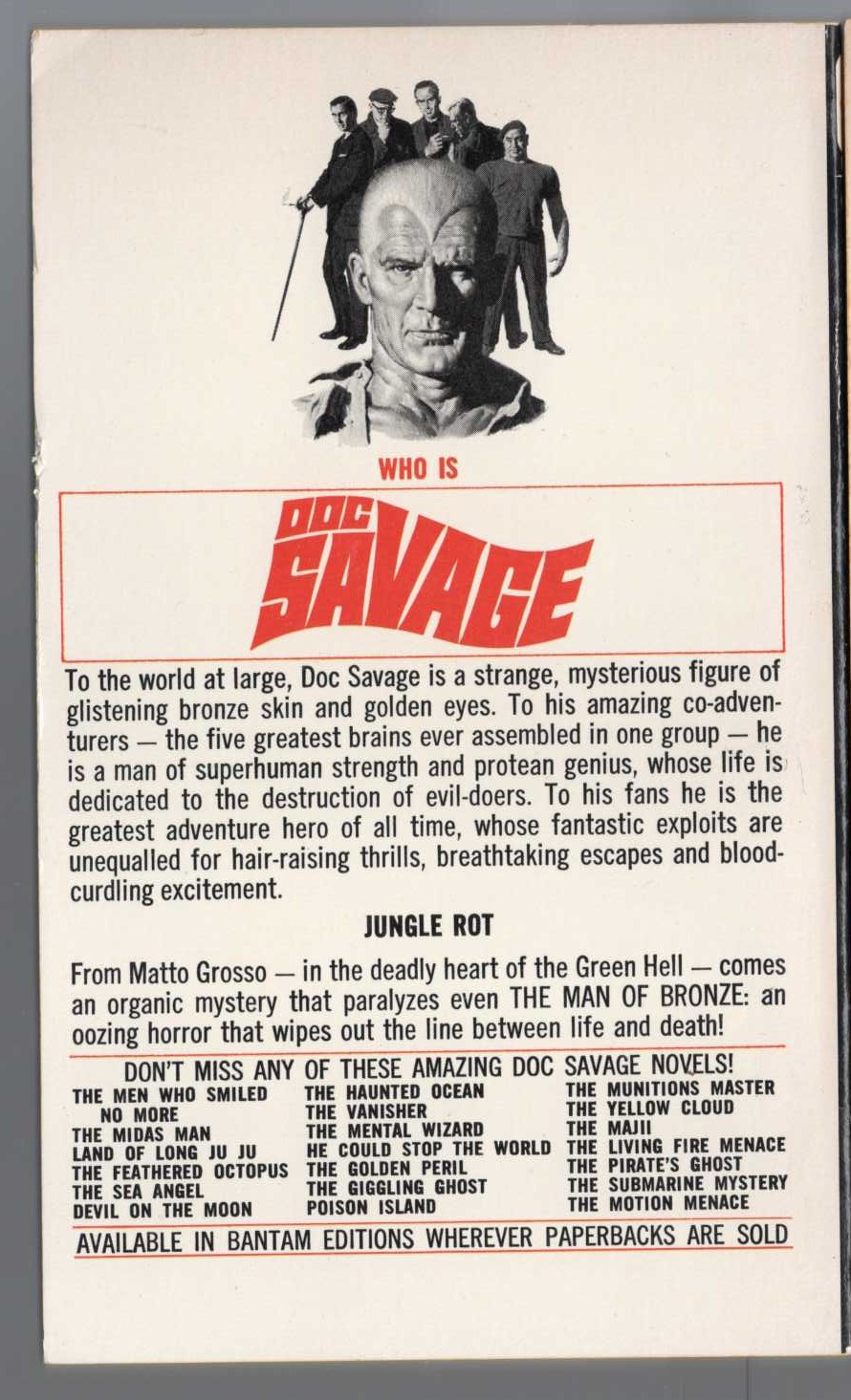 Kenneth Robeson  DOC SAVAGE: THE GREEN DEATH magnified rear book cover image