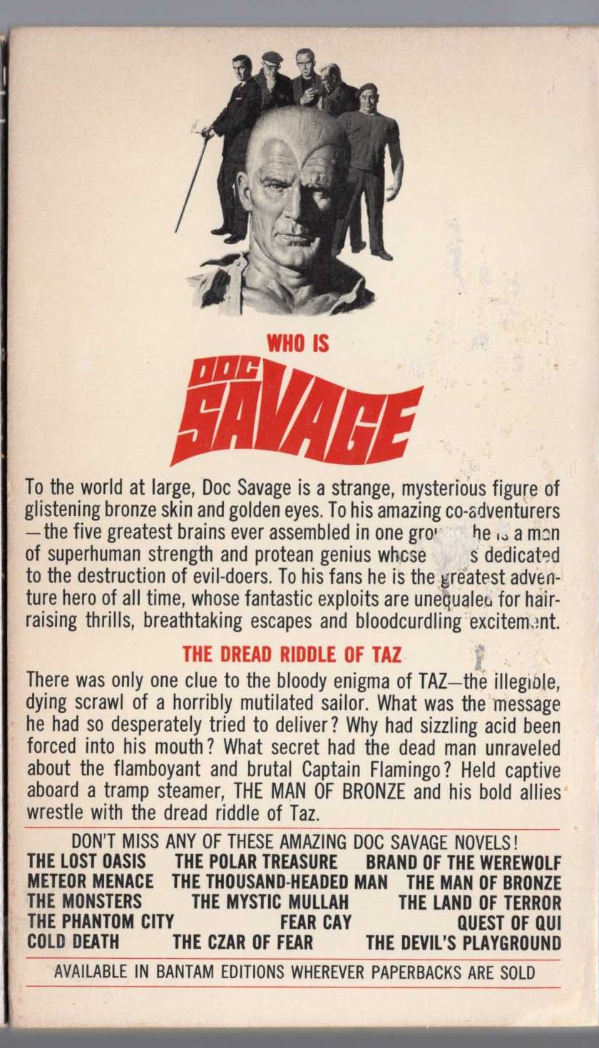 Kenneth Robeson  DOC SAVAGE: MYSTERY UNDER THE SEA magnified rear book cover image