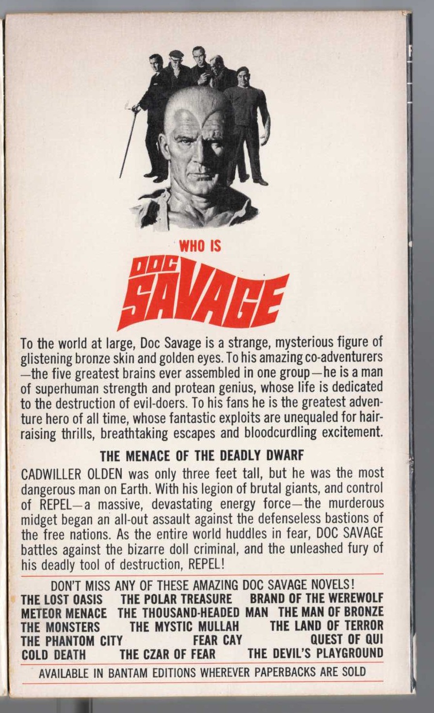 Kenneth Robeson  DOC SAVAGE: THE DEADLY DWARF magnified rear book cover image