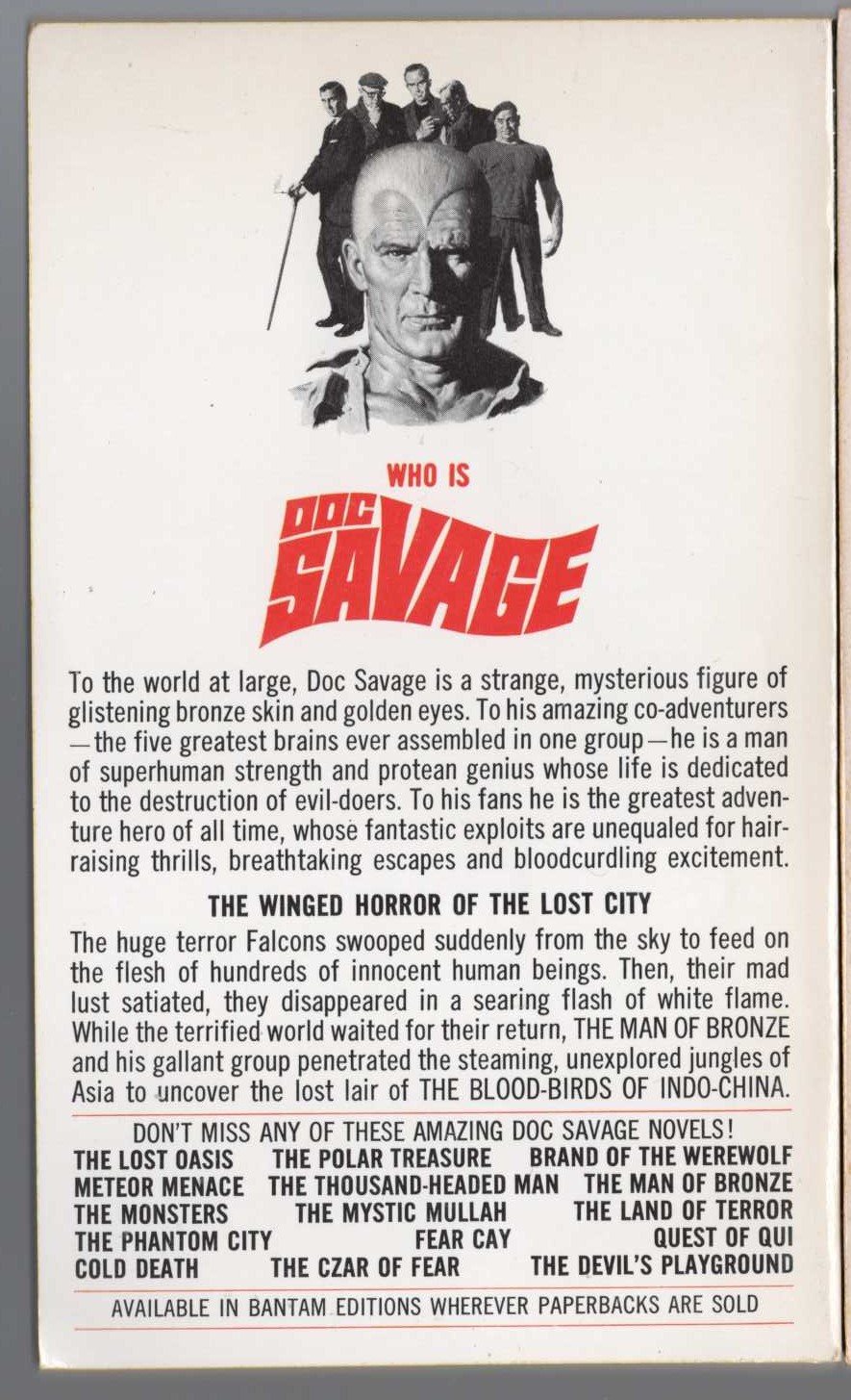 Kenneth Robeson  DOC SAVAGE: THE FLAMING FALCONS magnified rear book cover image