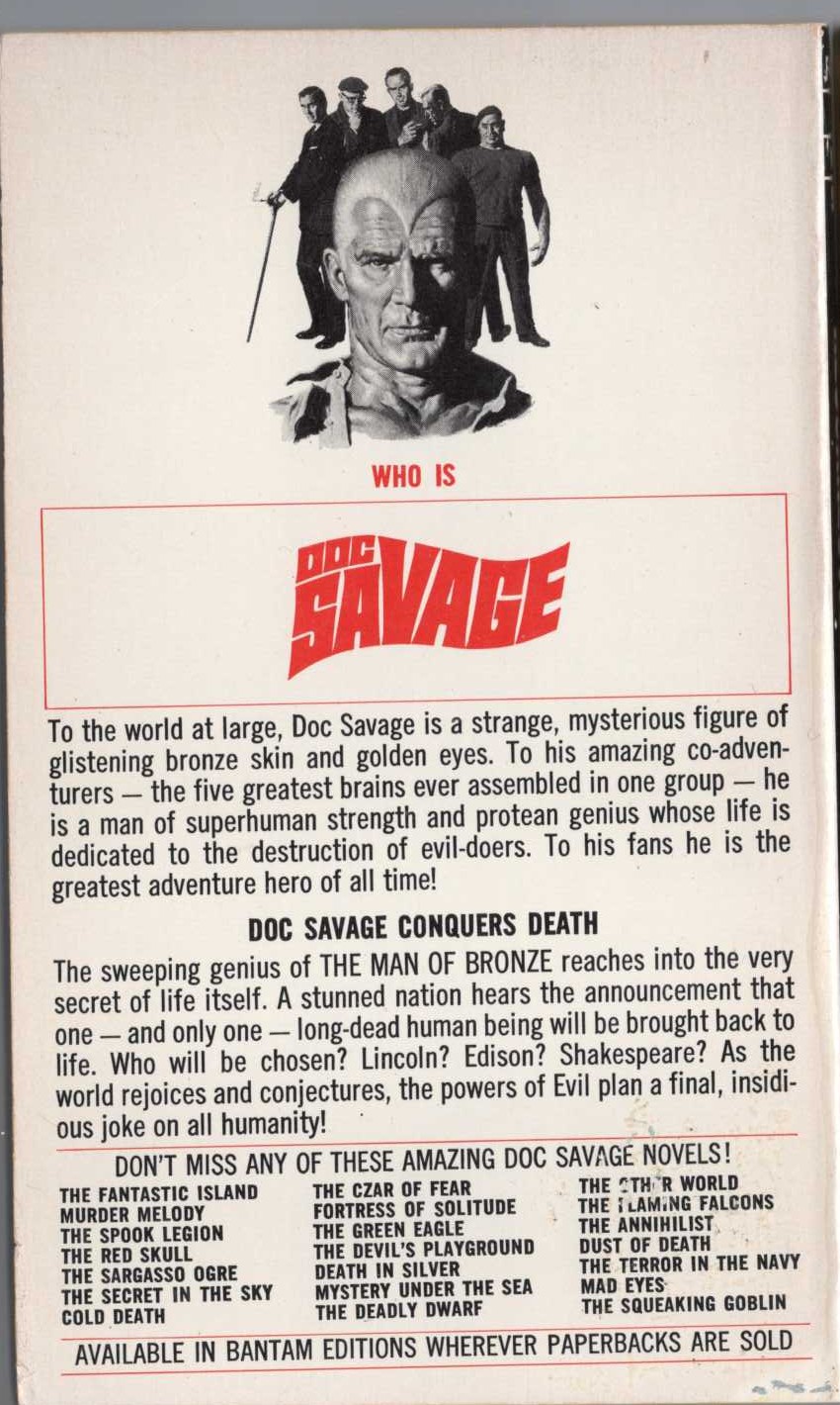 Kenneth Robeson  DOC SAVAGE: RESURRECTION DAY magnified rear book cover image