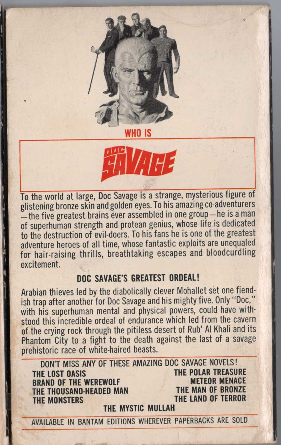 Kenneth Robeson  DOC SAVAGE: THE PHANTOM CITY magnified rear book cover image