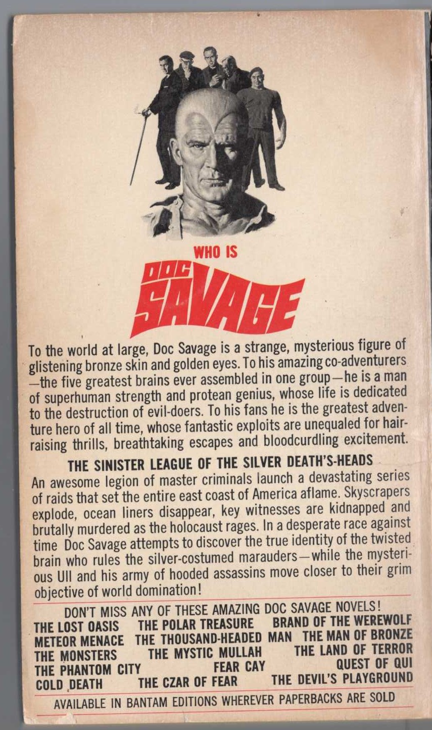 Kenneth Robeson  DOC SAVAGE: DEATH IN SILVER magnified rear book cover image