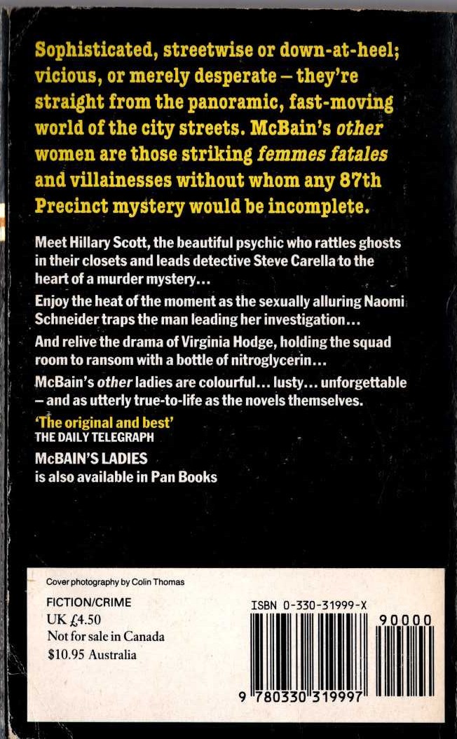 Ed McBain  McBAIN'S LADIES, TOO magnified rear book cover image