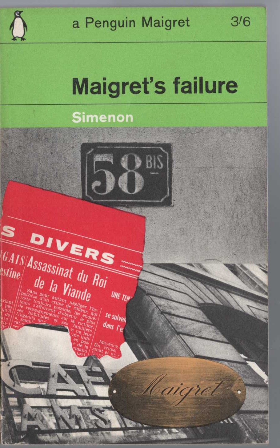 Georges Simenon  MAIGRET'S FAILURE front book cover image