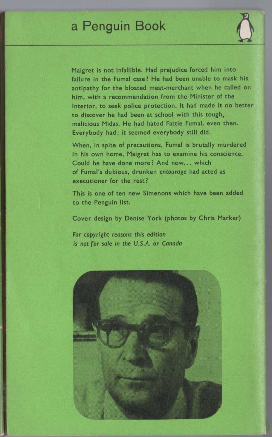 Georges Simenon  MAIGRET'S FAILURE magnified rear book cover image