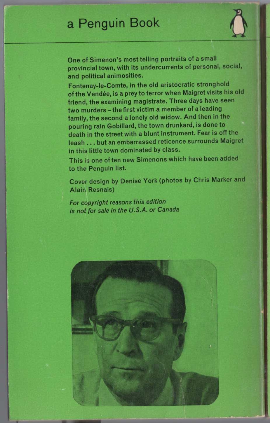 Georges Simenon  MAIGRET AFRAID magnified rear book cover image