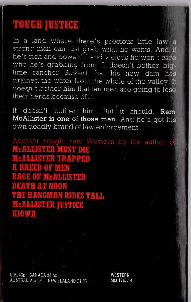 Matt Chisholm  THE HARD MEN [McALLISTER] magnified rear book cover image