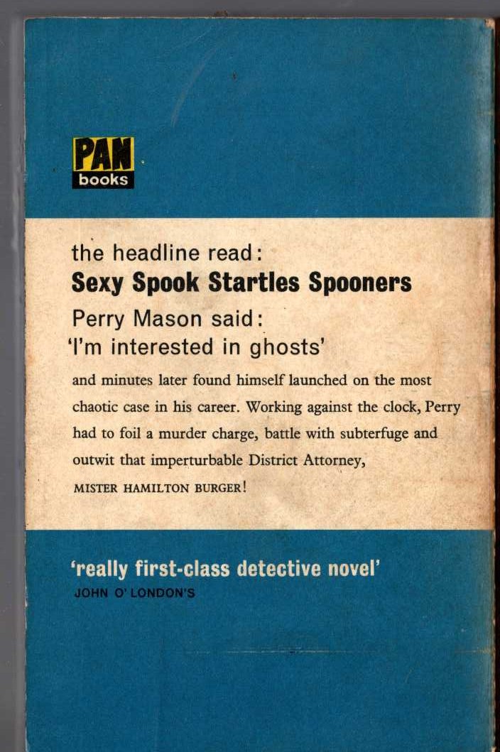 Erle Stanley Gardner  THE CASE OF THE GLAMOROUS GHOST magnified rear book cover image