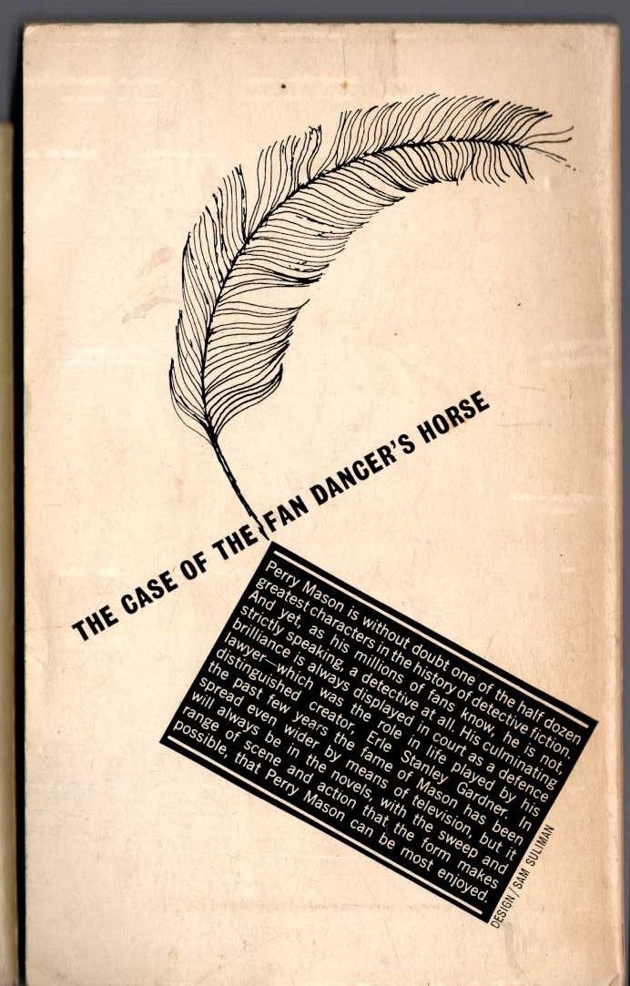 Erle Stanley Gardner  THE CASE OF THE FAN-DANCER'S HORSE magnified rear book cover image