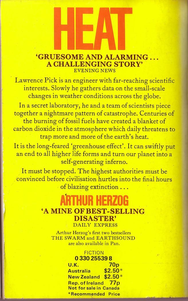 Arthur Herzog  HEAT magnified rear book cover image
