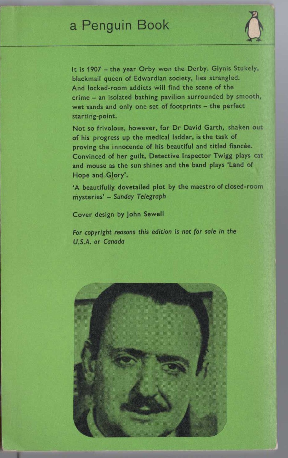 John Dickson Carr  THE WITCH OF THE LOW-TIDE magnified rear book cover image
