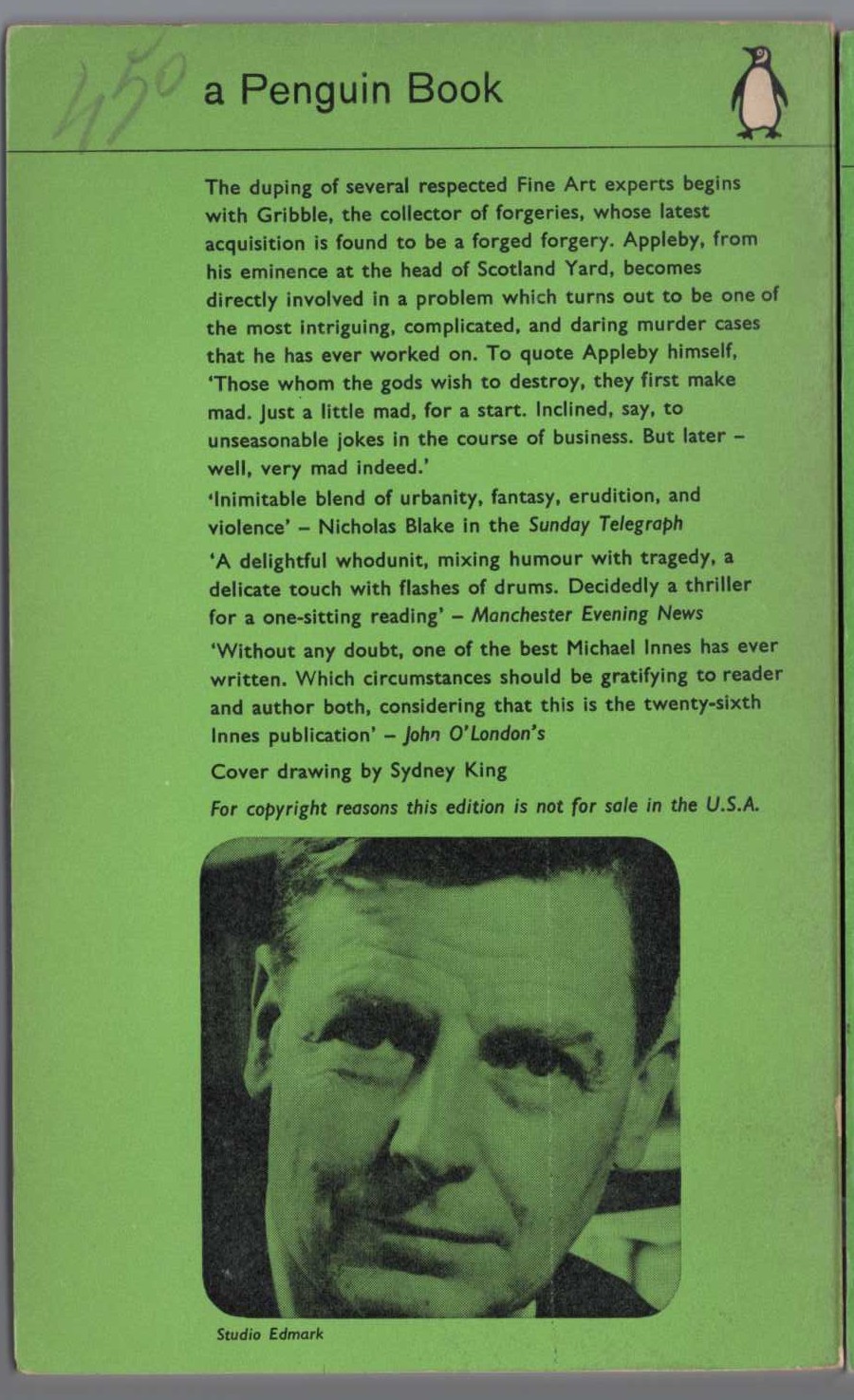 Michael Innes  SILENCE OBSERVED magnified rear book cover image