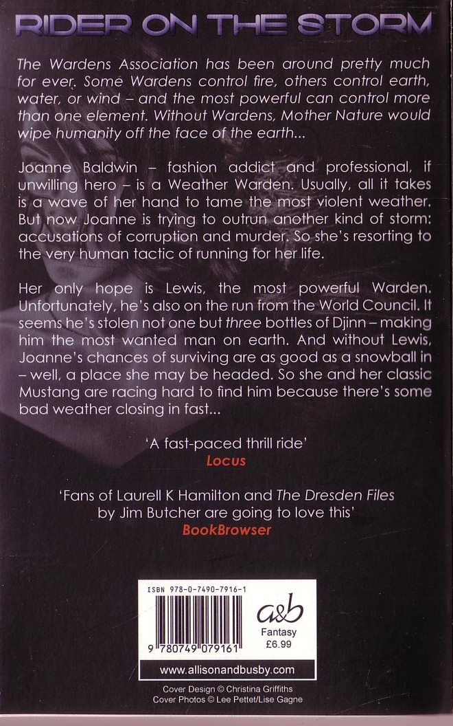 Rachel Caine  ILL WIND magnified rear book cover image