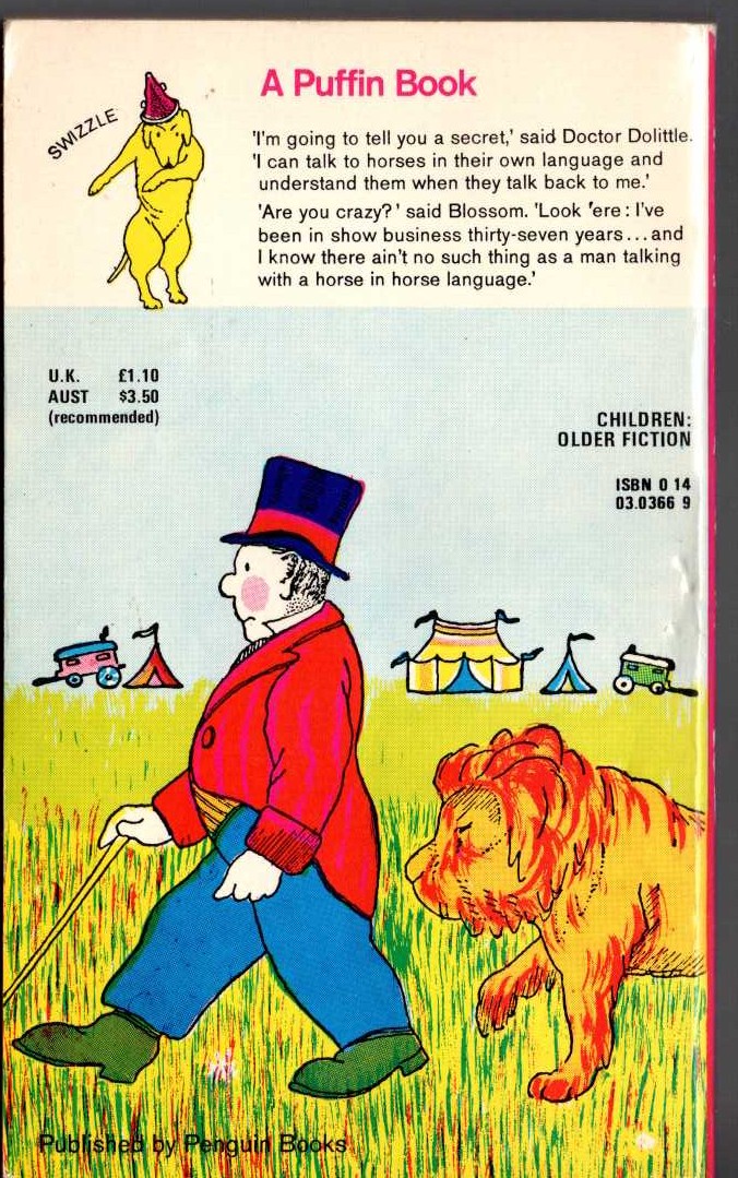 Hugh Lofting  DOCTOR DOLITTLE'S CIRCUS magnified rear book cover image