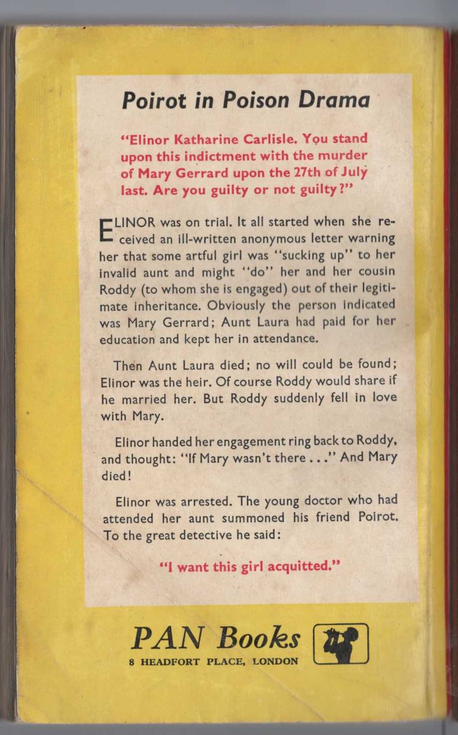 Agatha Christie  SAD CYPRESS magnified rear book cover image