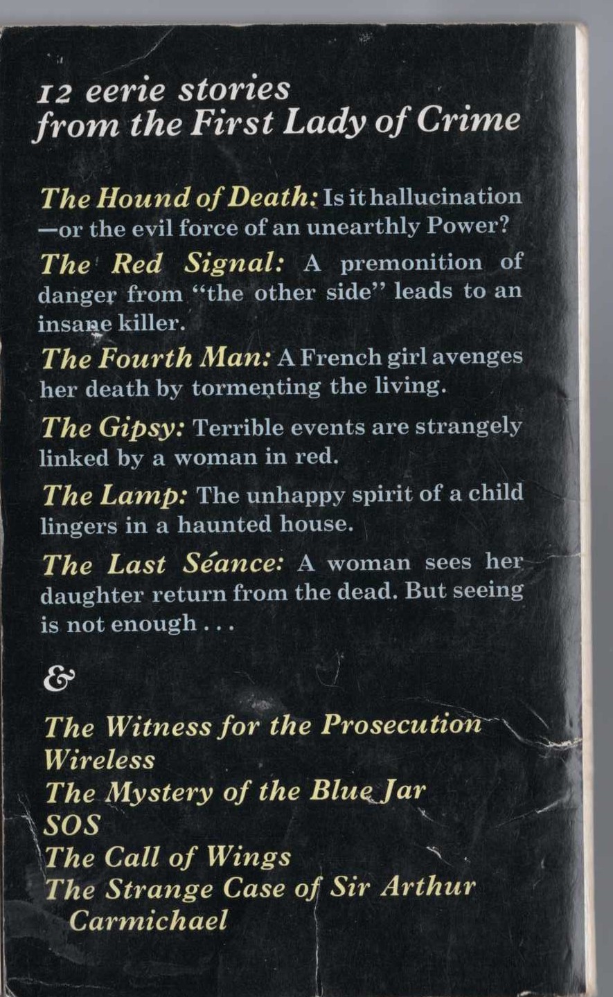 Agatha Christie  THE HOUND OF DEATH magnified rear book cover image