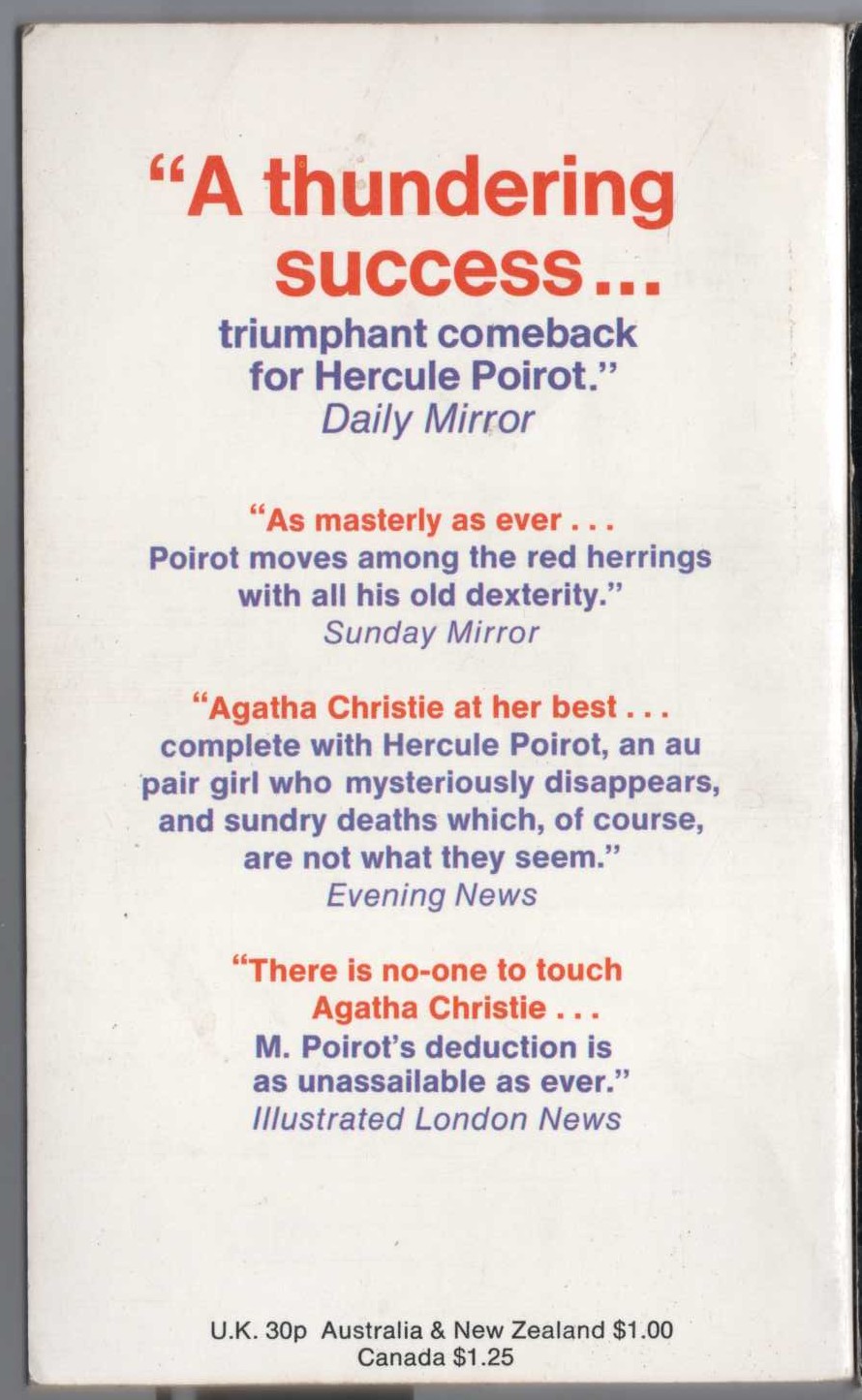 Agatha Christie  HALLOWE'EN PARTY magnified rear book cover image