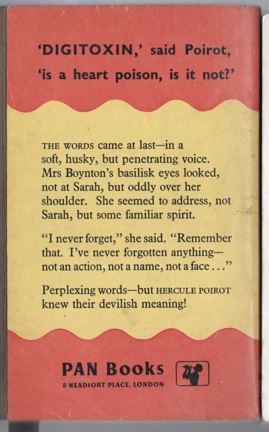 Agatha Christie  APPOINTMENT WITH DEATH magnified rear book cover image
