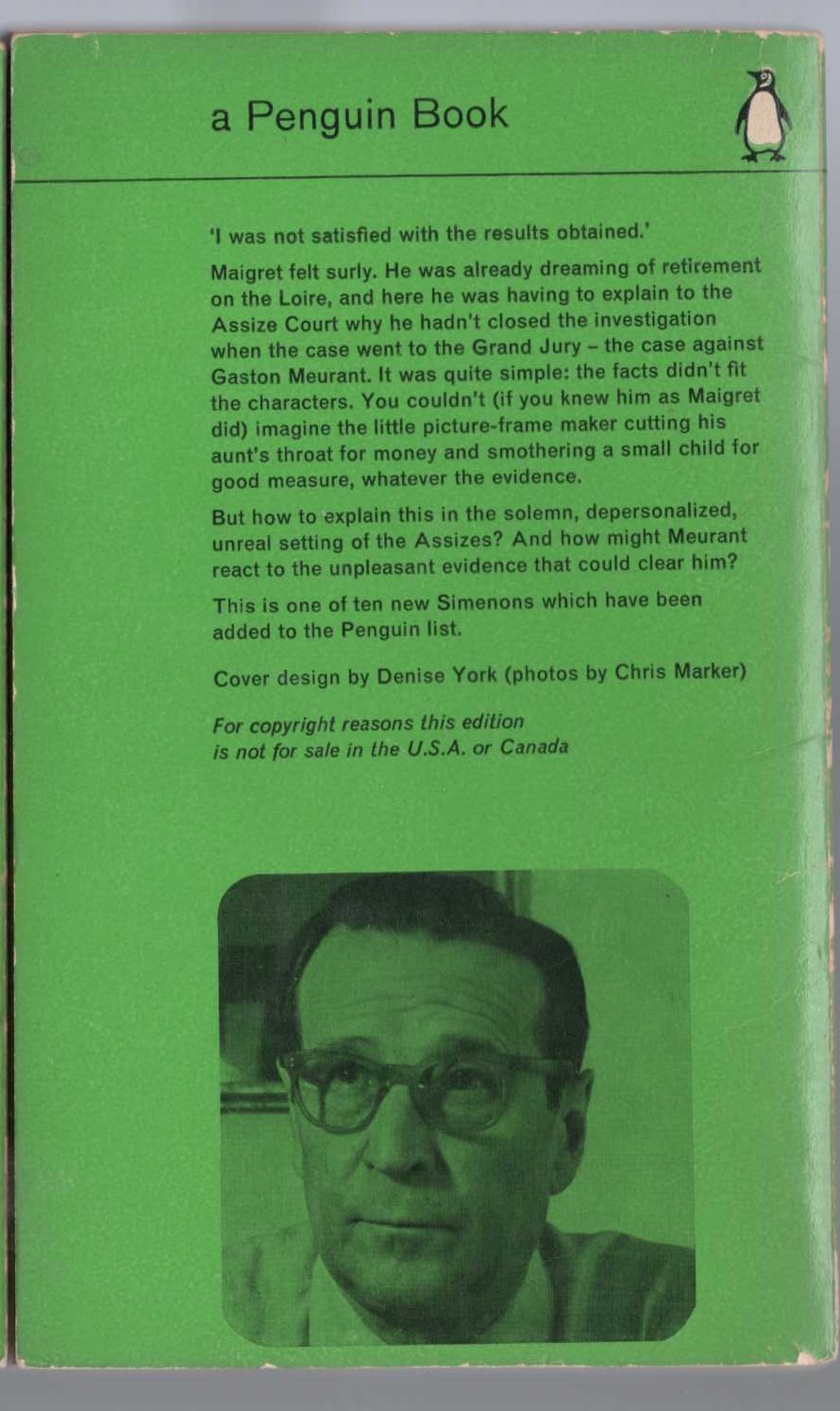 Georges Simenon  MAIGRET IN COURT magnified rear book cover image