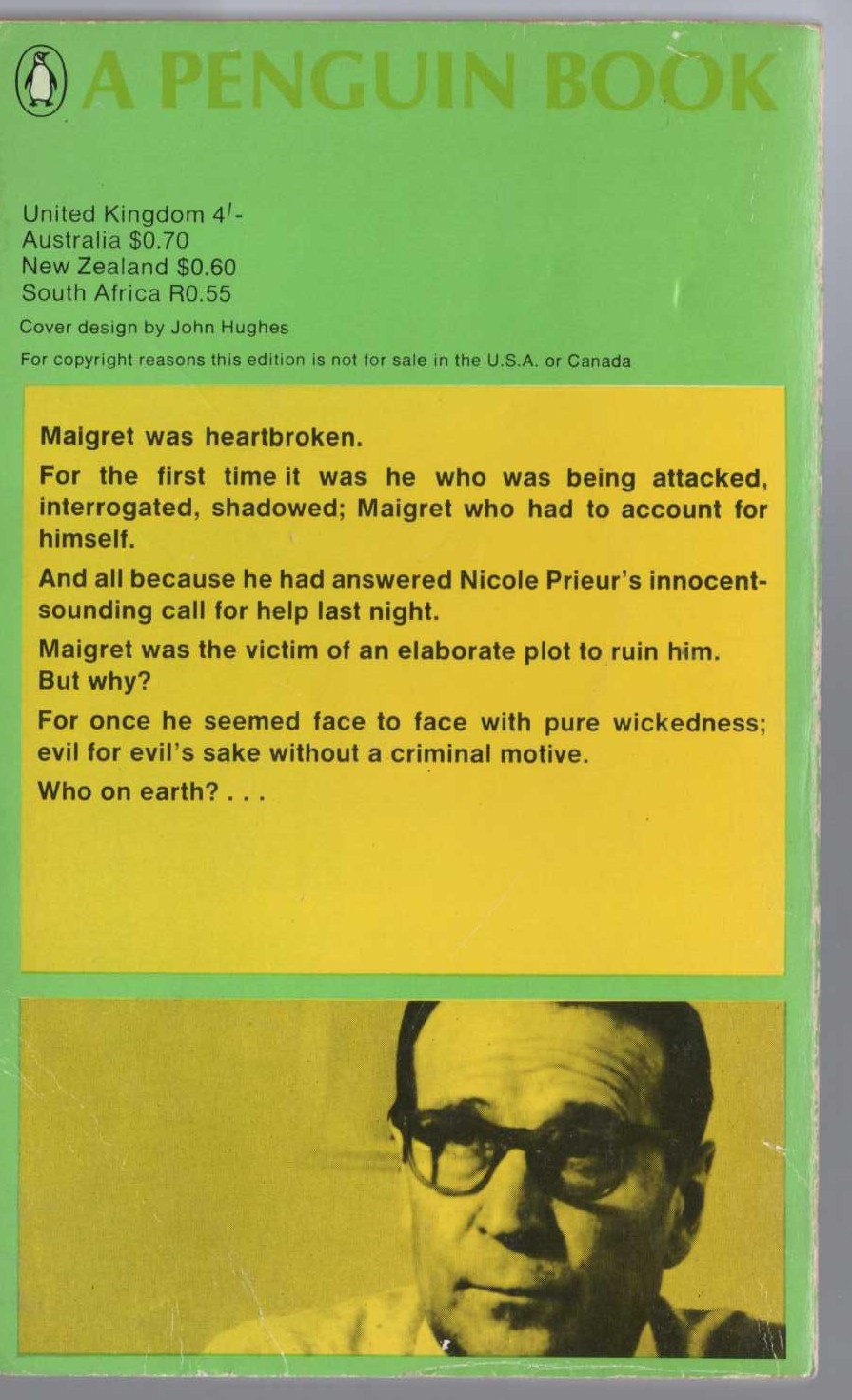 Georges Simenon  MAIGRET ON THE DEFENSIVE magnified rear book cover image